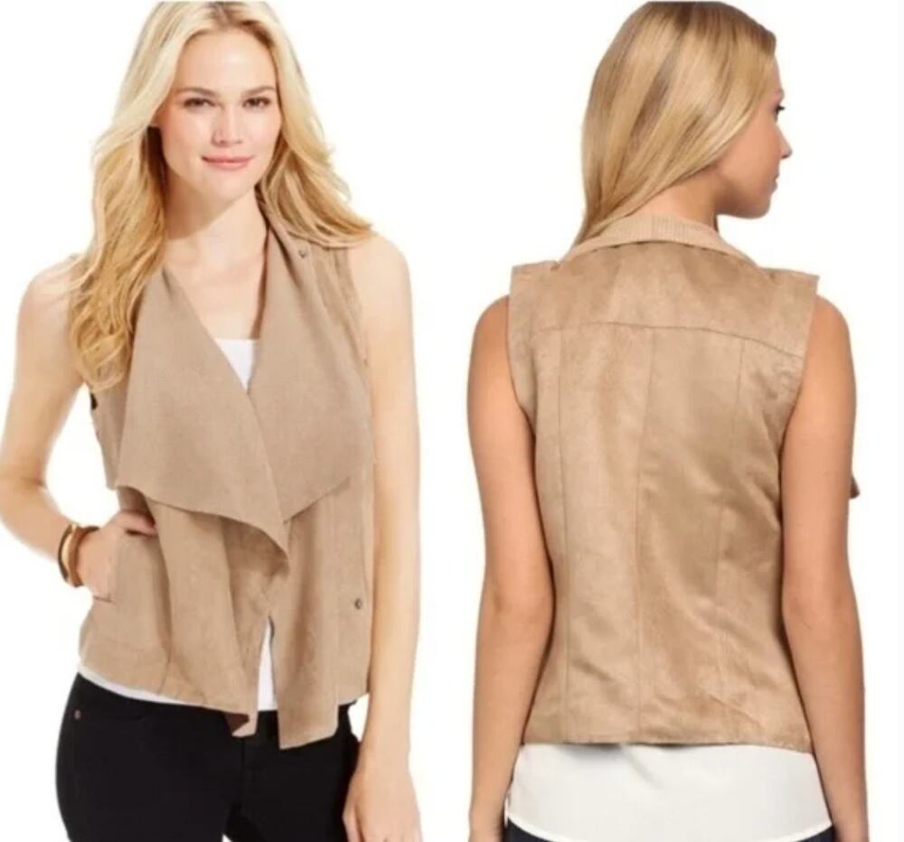KUT FROM THE KLOTH Vest Tan Faux Suede Satin Lining Women's Size XS